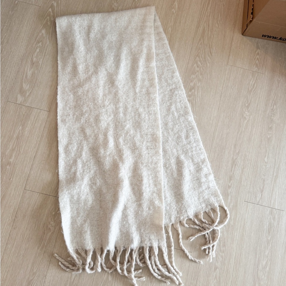 a.n.a Beige Knit Scarf with Fringe